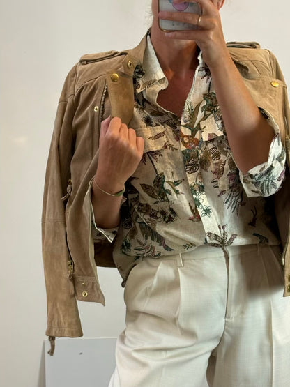MANGO. Chaqueta piel cremalleras