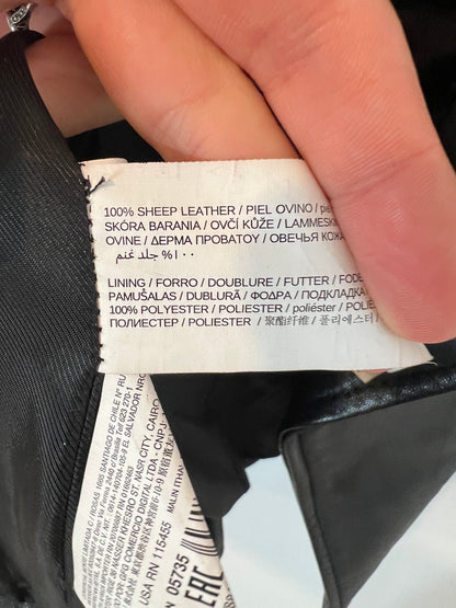 MANGO. cazadora negra piel T.m