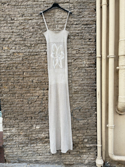 SIEDRÉS X MANGO. Vestido largo troquelado punto