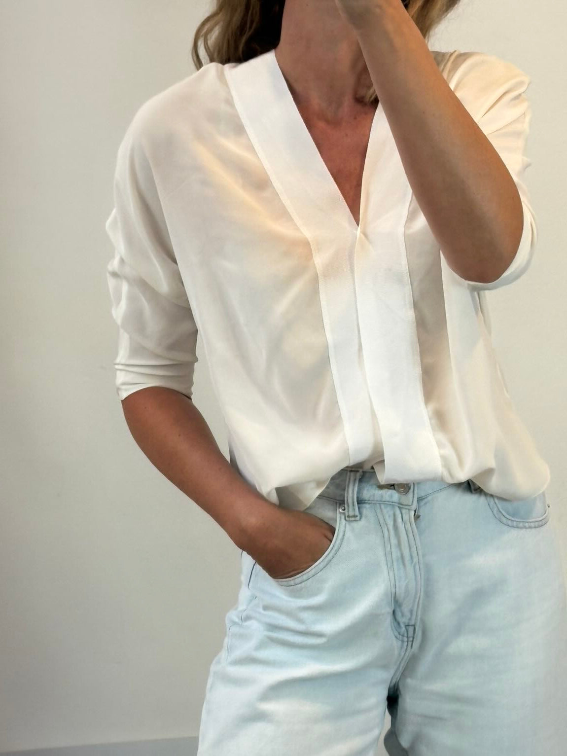 SANDRO. Blusa seda doble  textura
