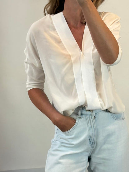 SANDRO. Blusa seda doble  textura