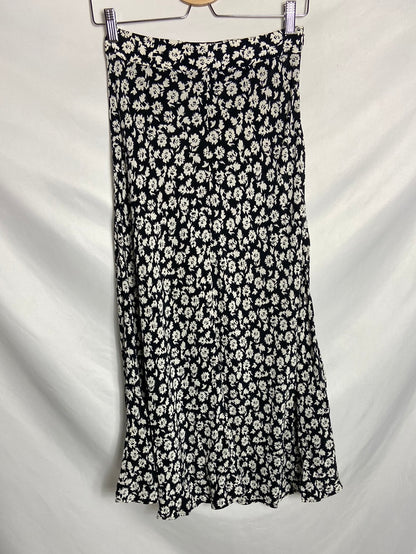 ZARA. Falda midi estampado flores T. XS