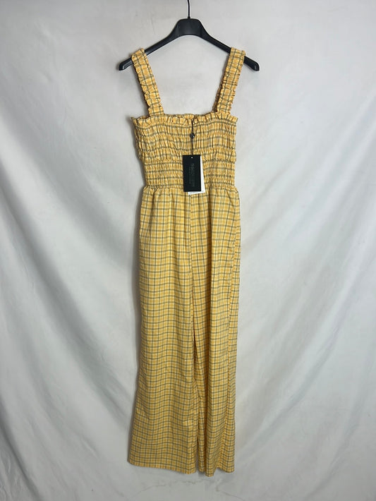 FASHION UNION. Mono amarillo cuadros T.38