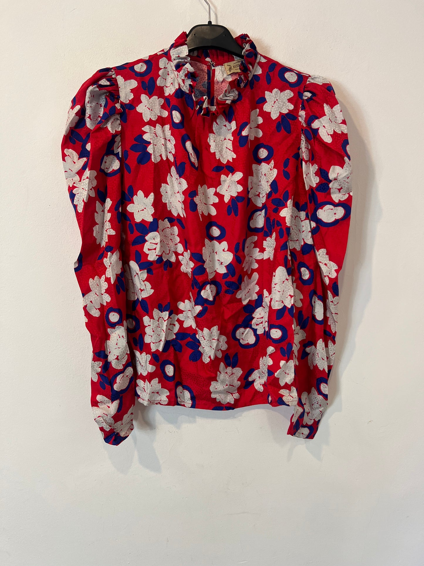 MAISON SHANGAI. Blusa roja estampada seda