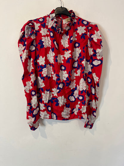 MAISON SHANGAI. Blusa roja estampada seda