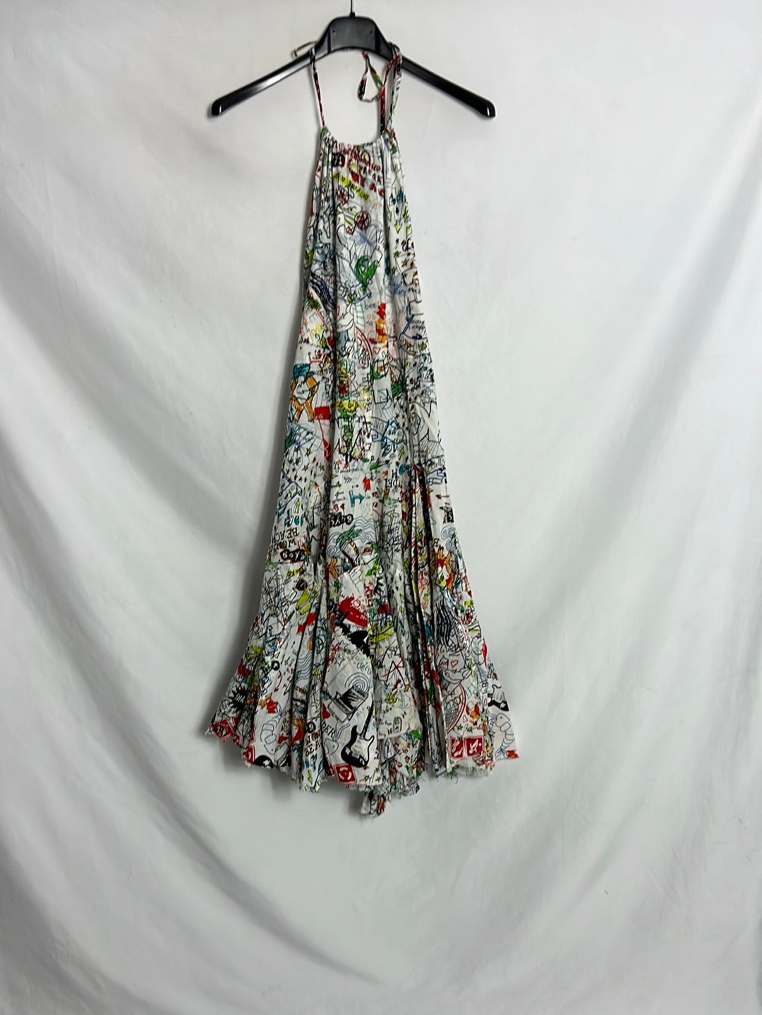 DESIGUAL. Vestido blanco estampado. T 36