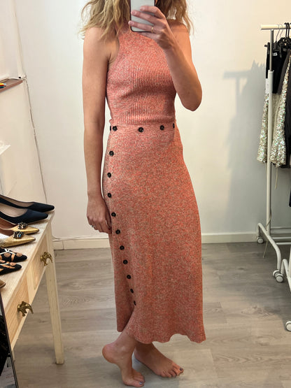 ZARA. Vestido punto jaspeado desmontable . T S