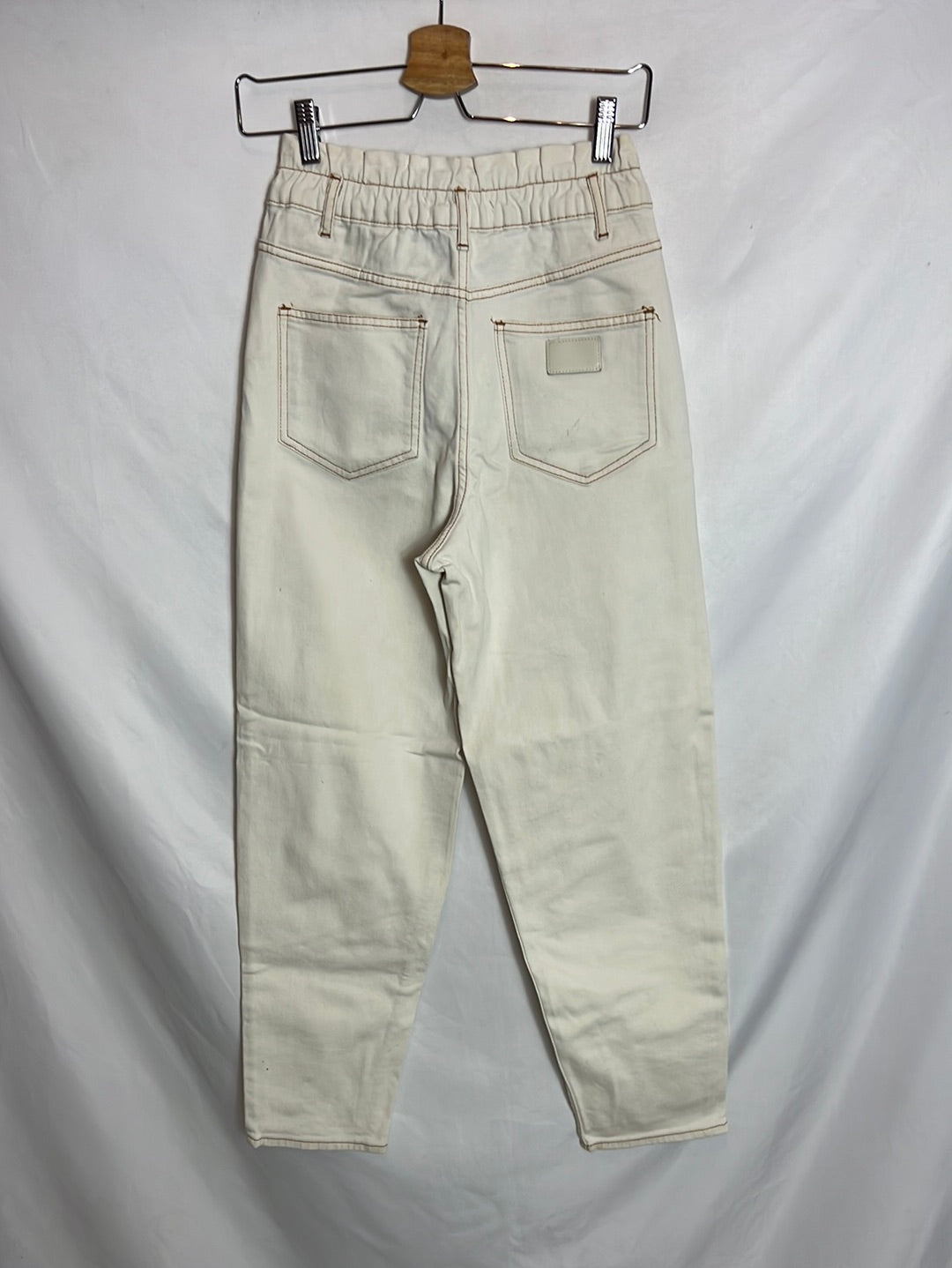 MAJE. Raw denim with seam detail. Size 36