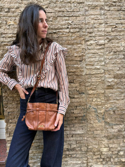 MASSCOB. Blusa seda rayas volante