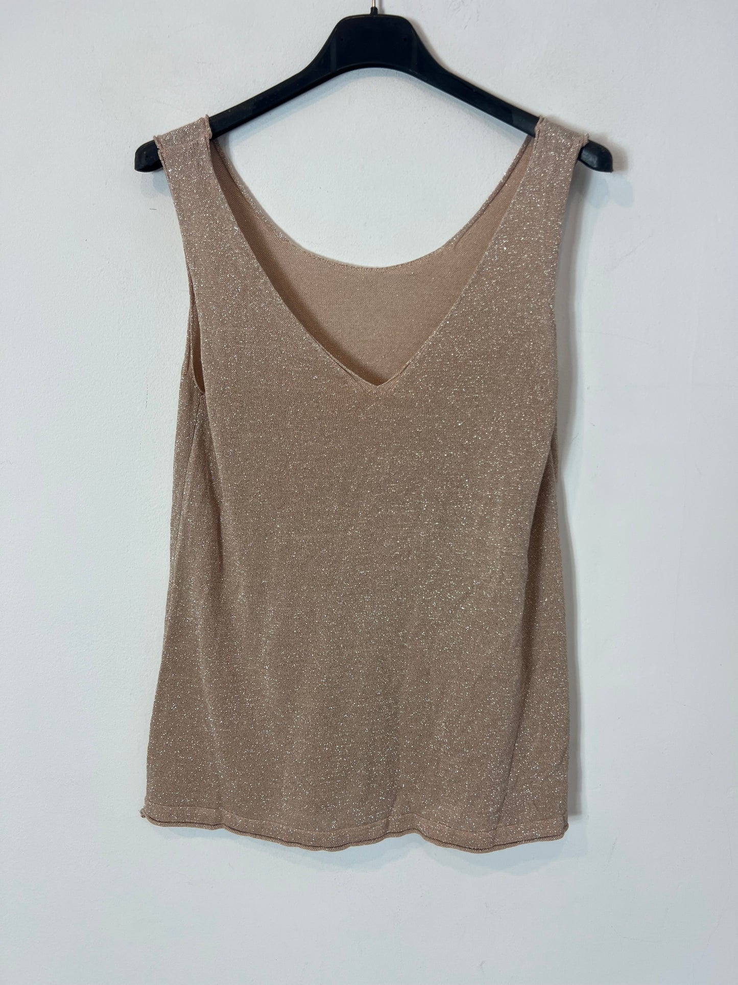 OTRAS. Top beige hilos brillo. T S