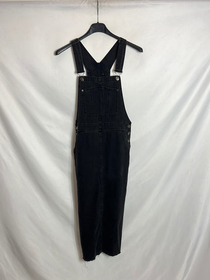 PULL&BEAR . Vestido/peto denim negro.T M