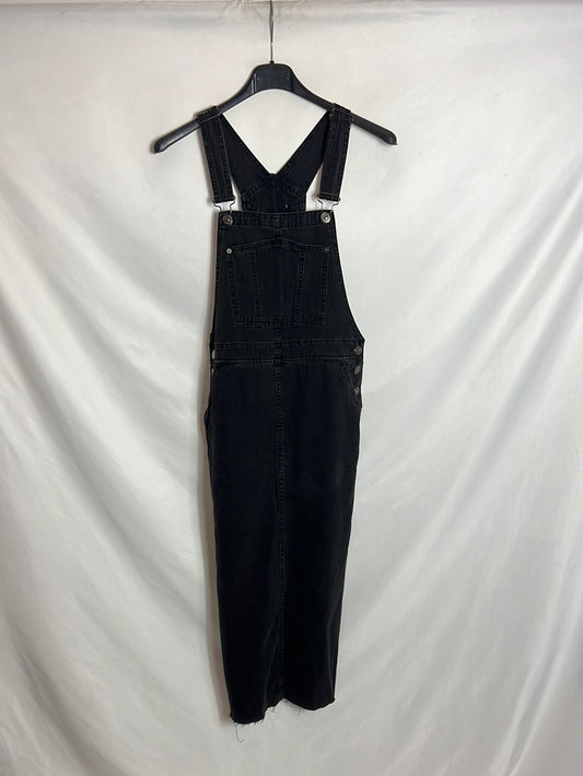 PULL&BEAR . Vestido/peto denim negro.T M