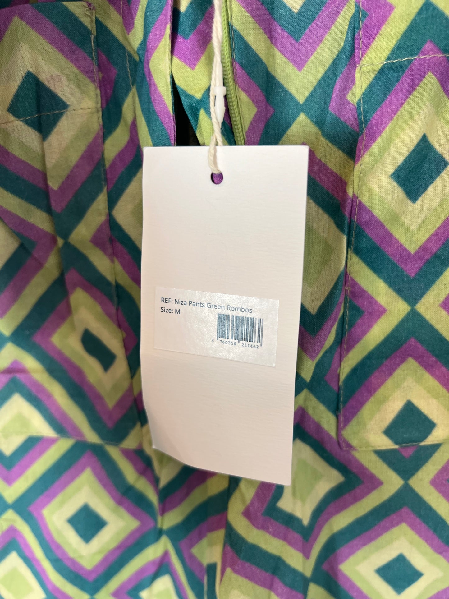 MARIA DE LA ORDEN. Total look with retro green print TM (XS/S)