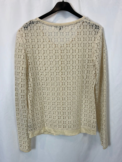 MASSIMO DUTTI. Chaqueta encaje color crudo. T M