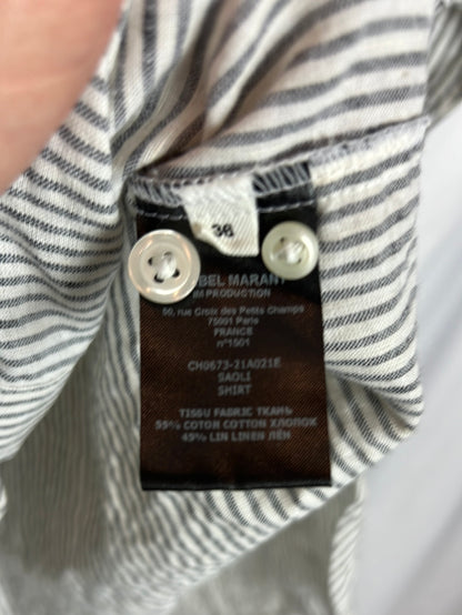 ISABEL MARANT. Striped blouse with ruffled collar. Size 36