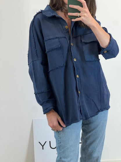 RENATTA&amp;CO. Blue jacket with fringe detail. Size M