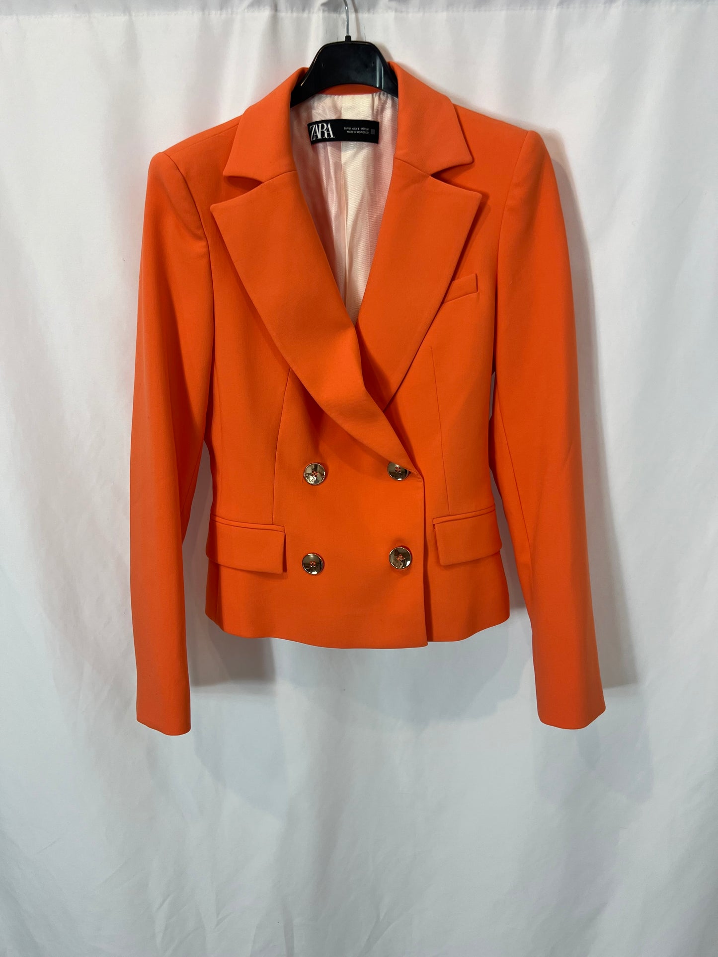 ZARA. Orange double-breasted blazer Ts
