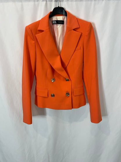 ZARA. Orange double-breasted blazer Ts