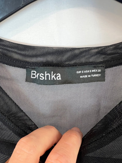 BERSHKA. Black mesh Ts top