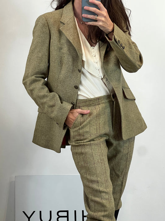 TBA. Blazer lana beige espiga