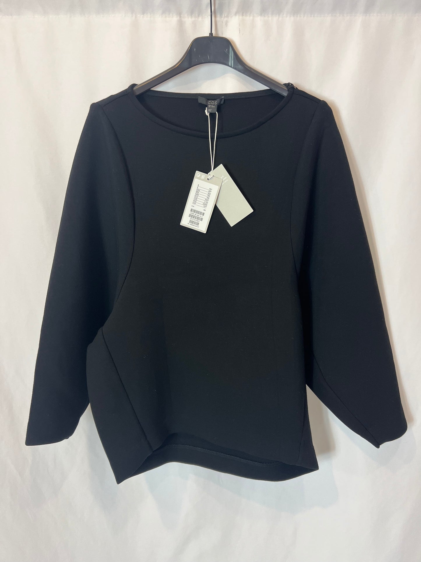 COS. Black neoprene texture sweatshirt. XS