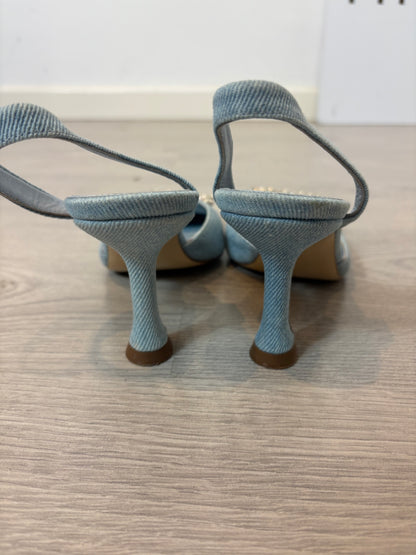 UTERQUE. Sandalia denim broche. T 38