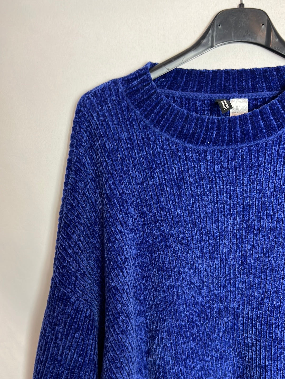 H&M. Jersey azul aterciopelado T.m