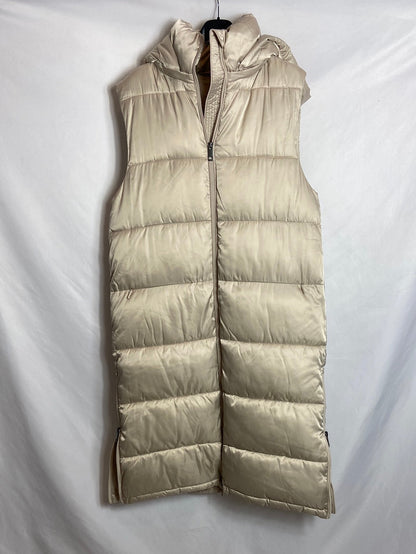 MASSIMO DUTTI. Chaleco largo beige satinado T.S