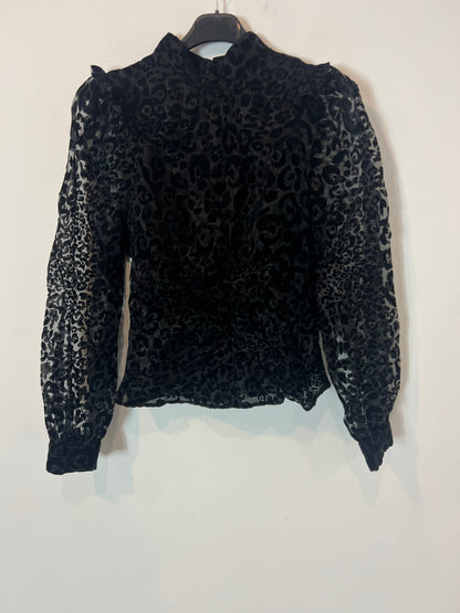 ZARA. Top negro doble textura fruncidos. T S
