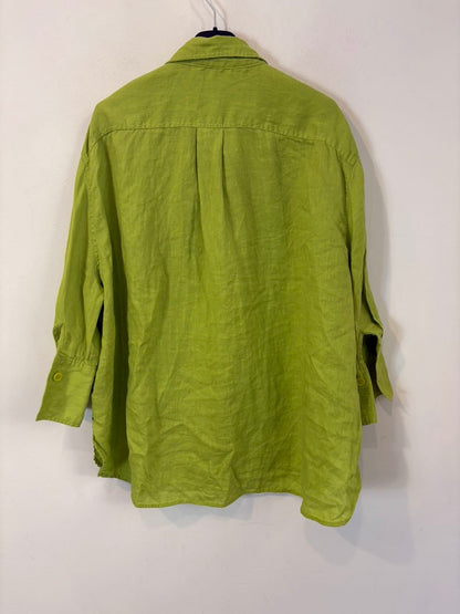 ZARA. Camisa lino verde lima