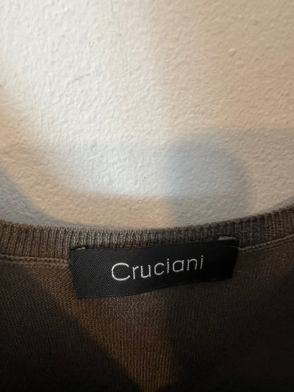 CRUCIANI. Top seda y cashmere verde caza. T 44(M)