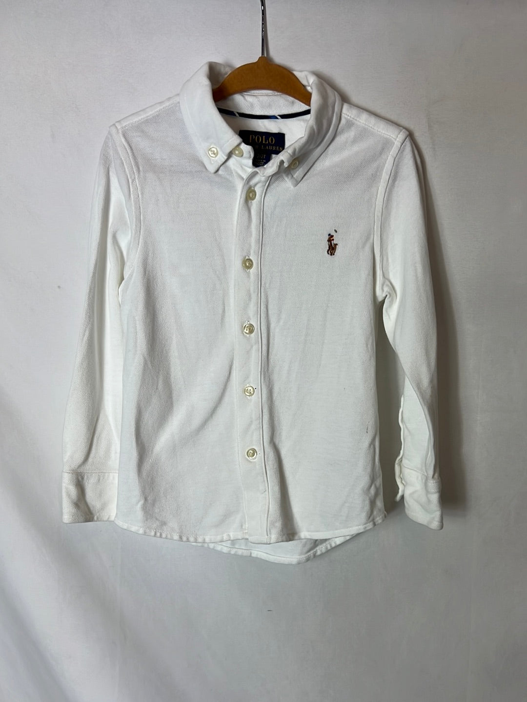RALPH LAUREN. White button-down polo shirt. Size 2 years