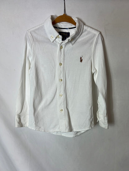 RALPH LAUREN. White button-down polo shirt. Size 2 years