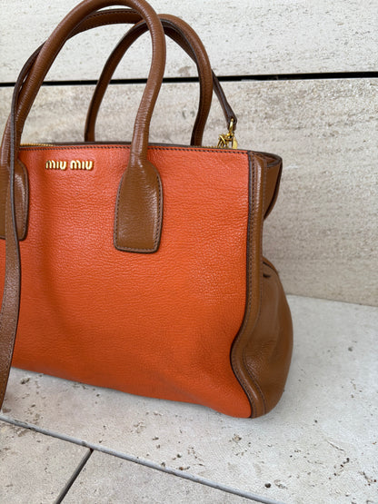 MIU MIU. Bolso tote piel bicolor