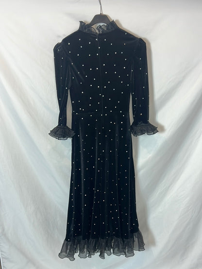 SUNFERE. Vestido midi terciopelo y pedrería. T M