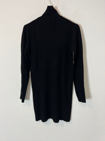 CORTANA. Vestido corto negro lana. T 36