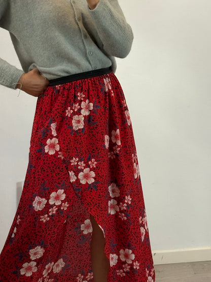 ZADIG & VOLTAIRE . Falda larga seda en rojo abertura