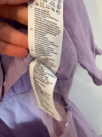 Vestido corto lino malva abertura