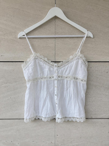 ZARA. Top color crudo bordados