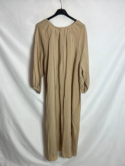 ZARA. Vestido midi abotonado brillo. TM