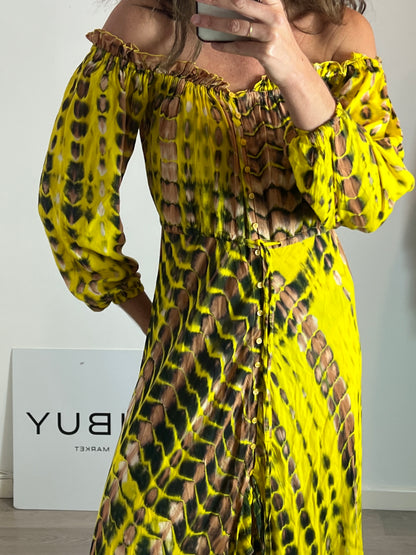 KARMA FLOW. Yellow printed dress Ts/m