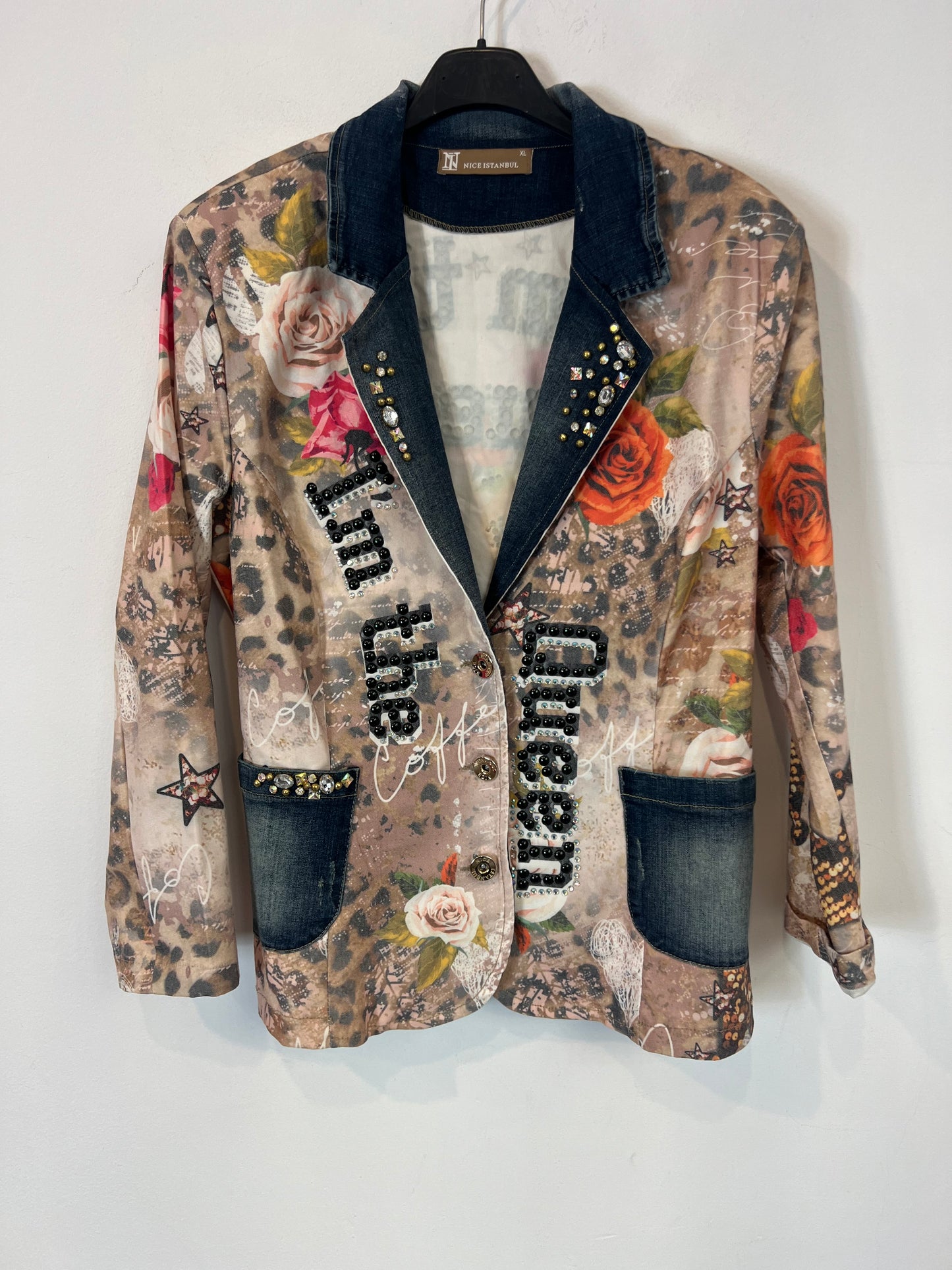NICE ISTANBUL. Printed texture blazer. T XL(M)