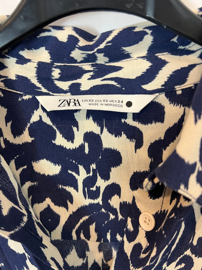 ZARA. Long blue print dress. Size XS