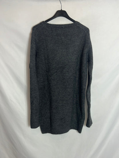 ZARA. Vestido punto gris. T S