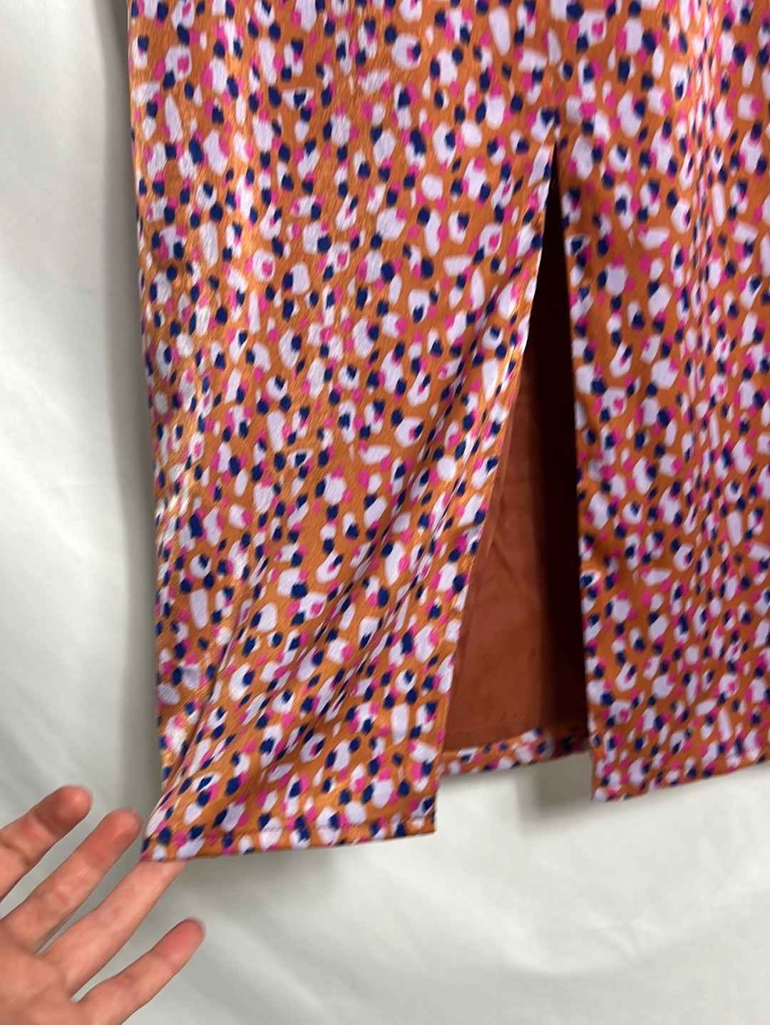 BIMANI. Printed satin midi dress. Size 38