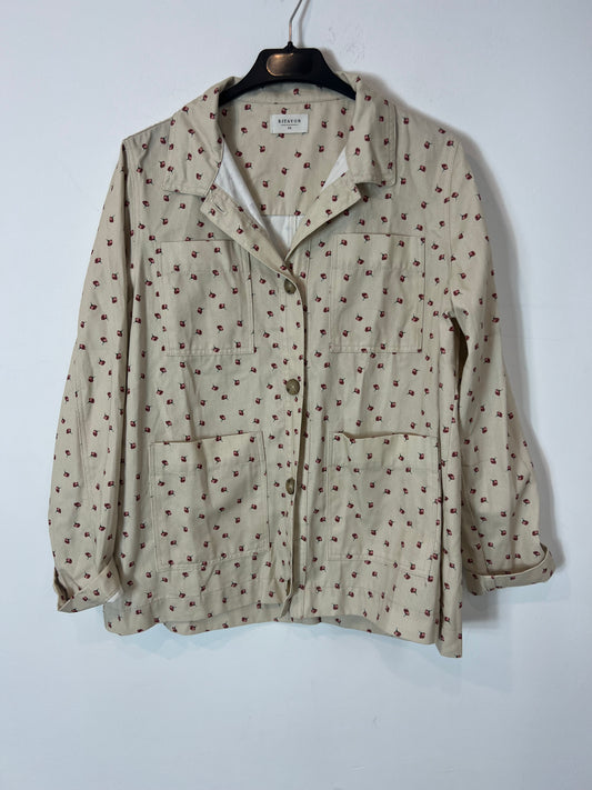 RITAVON. sobrecamisa/chaqueta beige flores T.36