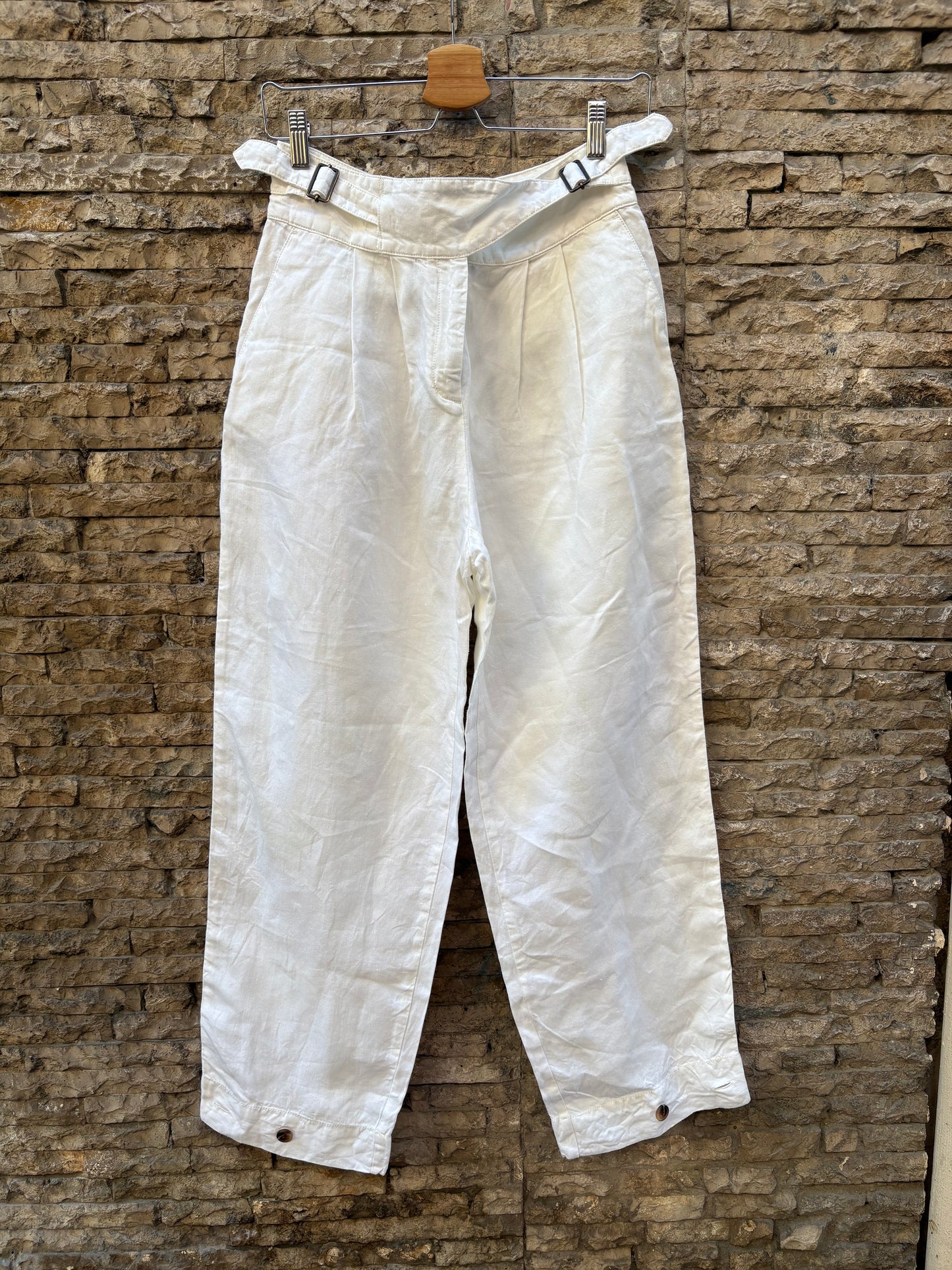 SOEUR. Pantalón lino cintura hebillas