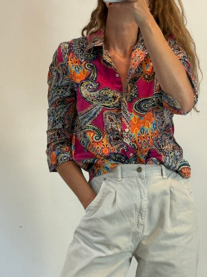RALPH LAUREN. Camisa de algodón con estampados rosas