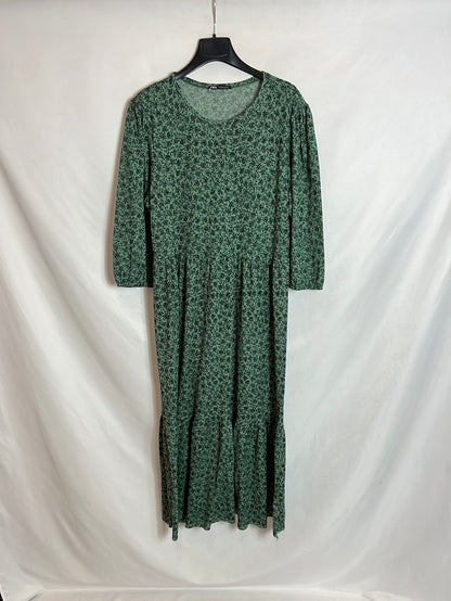 ZARA. Vestido verde estampado T. M