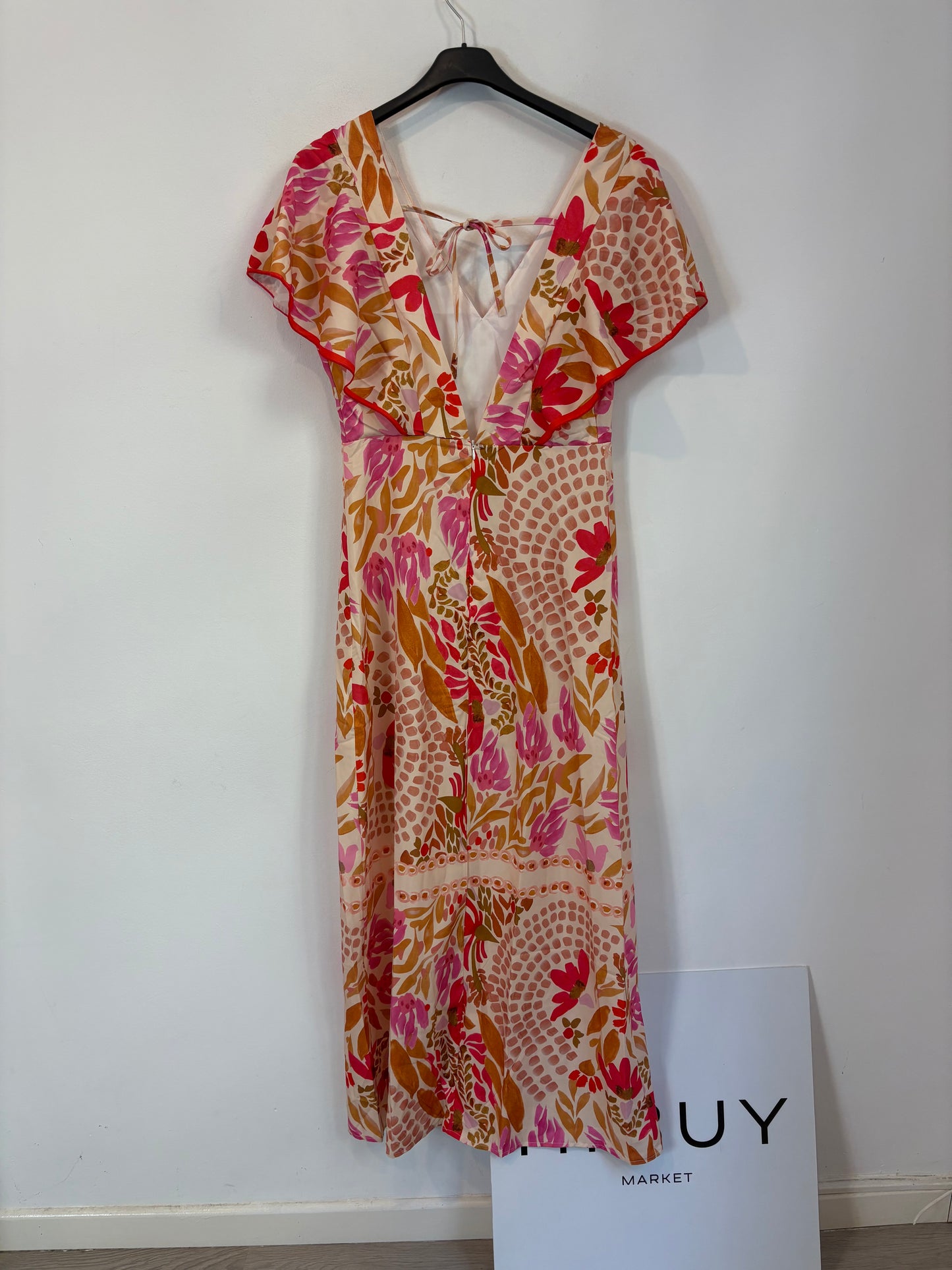 OTRAS. Vestido largo estampado abertura. T M